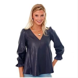 Tuckernuck Easton Leather Blouse Black S